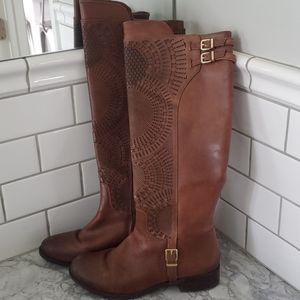 Gianni bini womens tall camel boot with pattern